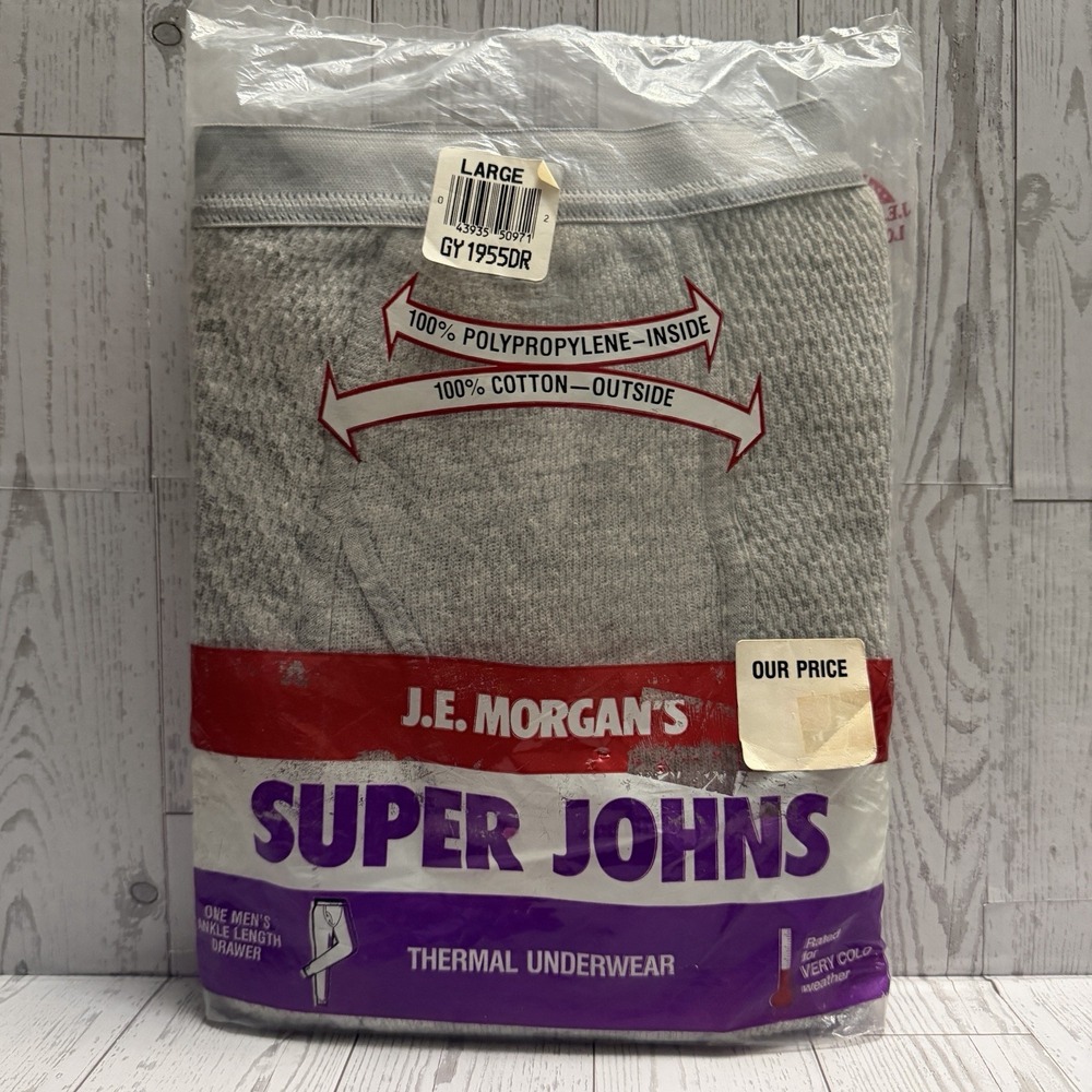 New NOS Vintage JE Morgan‎ Gray Men's Large 38-40 Super Johns Thermals Pants